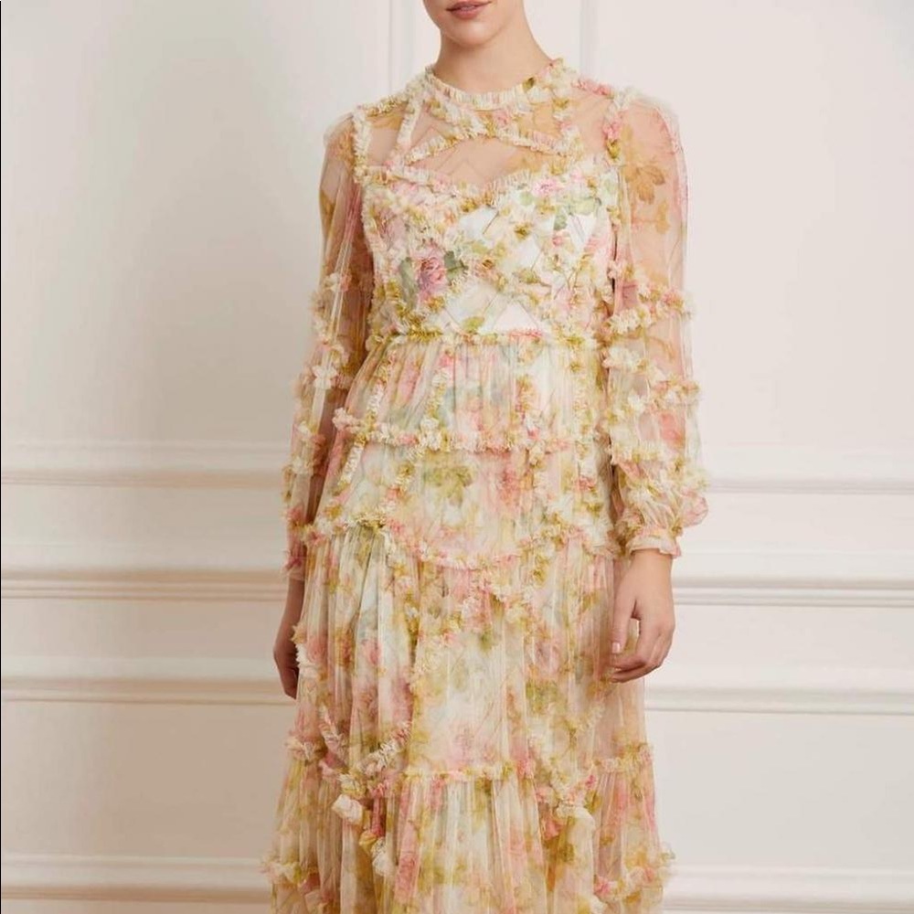 Needle & Thread Harlequin Rose Ruffle Gown